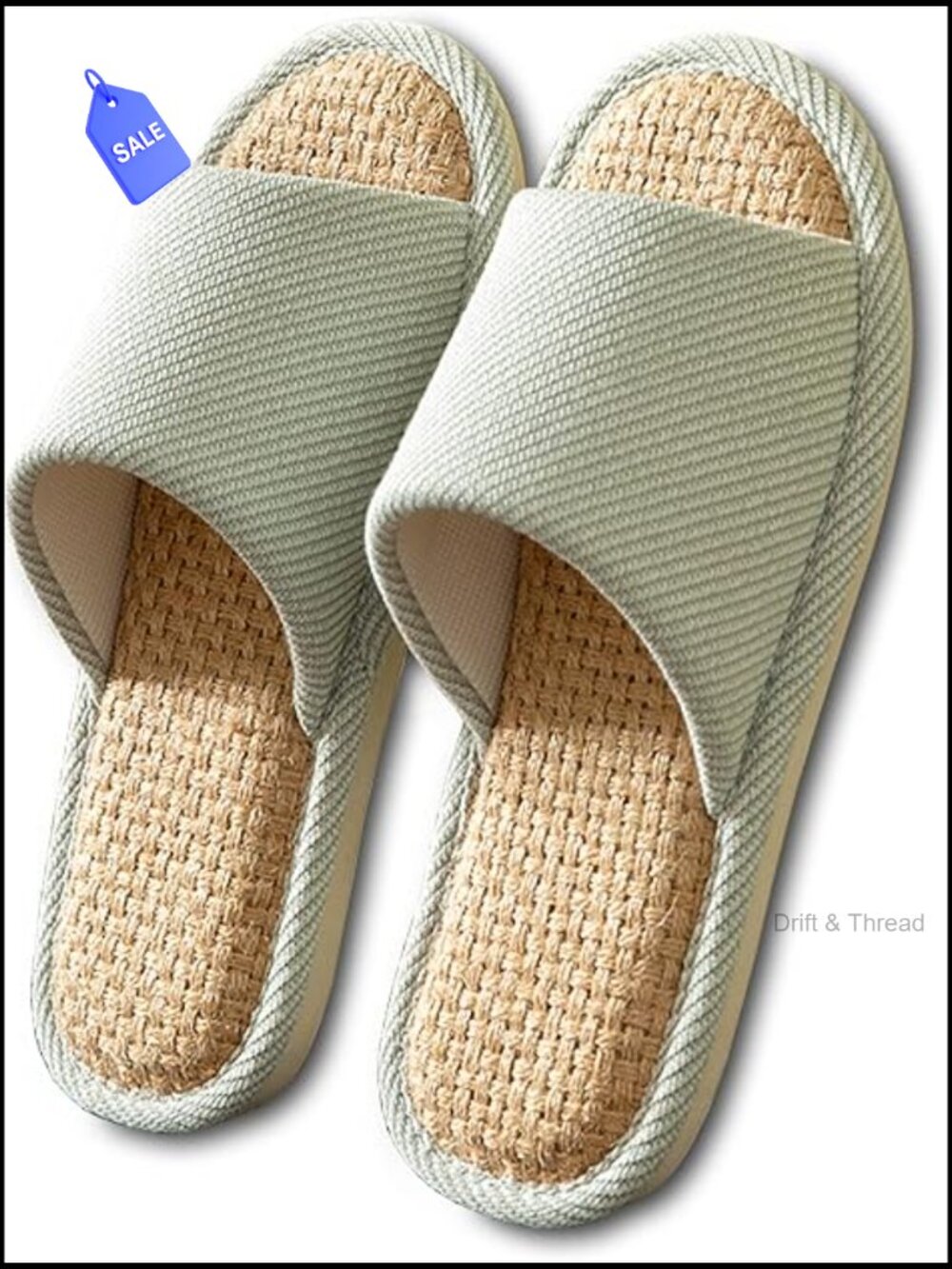 Unisex Open-Toe Linen Slippers Non-Slip Memory Foam Indoor/Outdoor